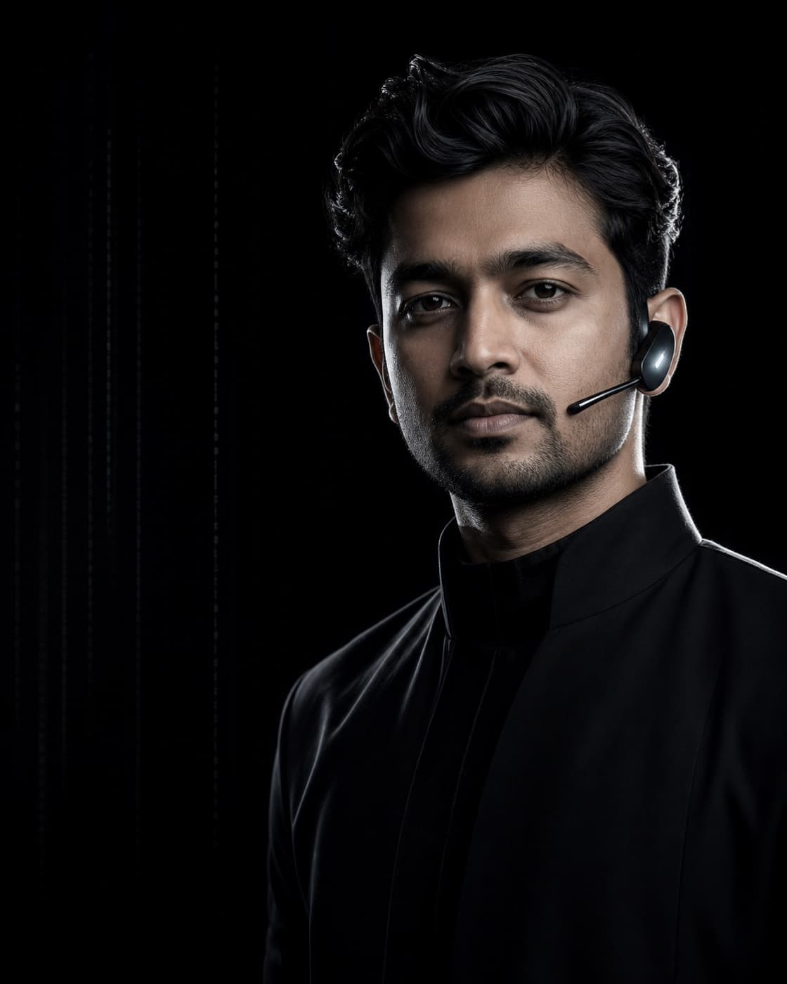 AI voice specialist wearing a minimal headset